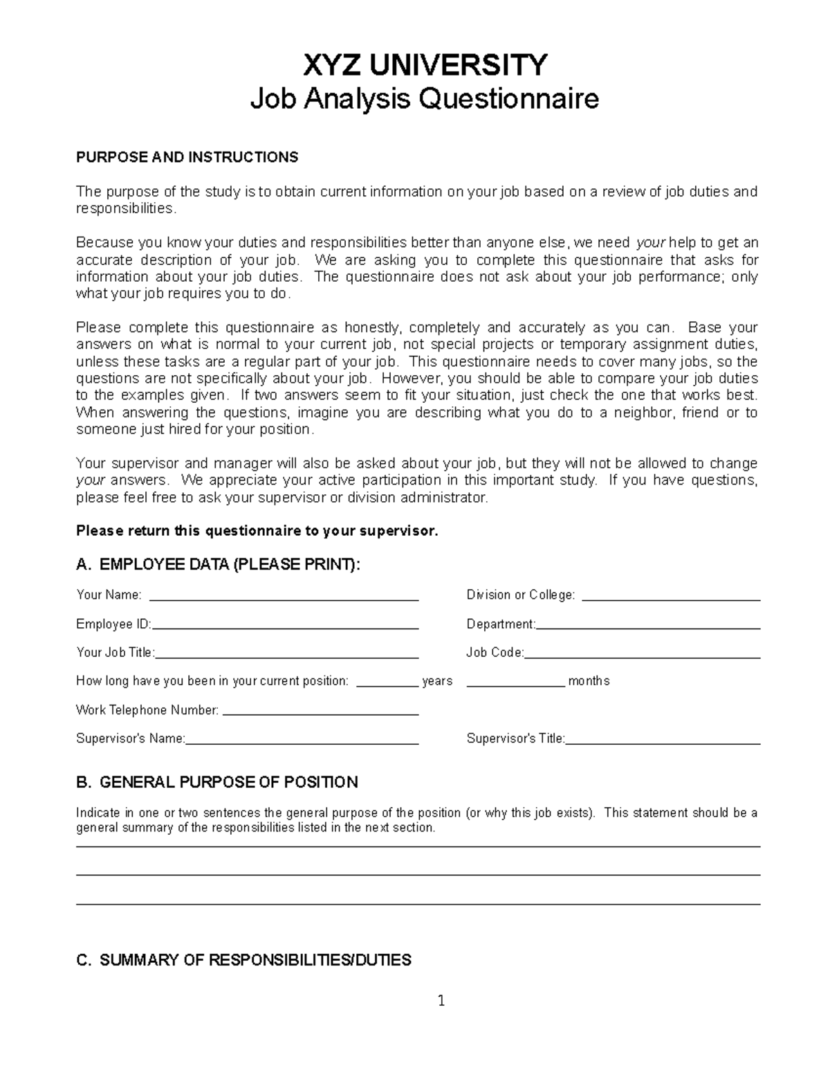 JAQ - Job Analysis Questionnaire Instructions and Guidelines - Studocu