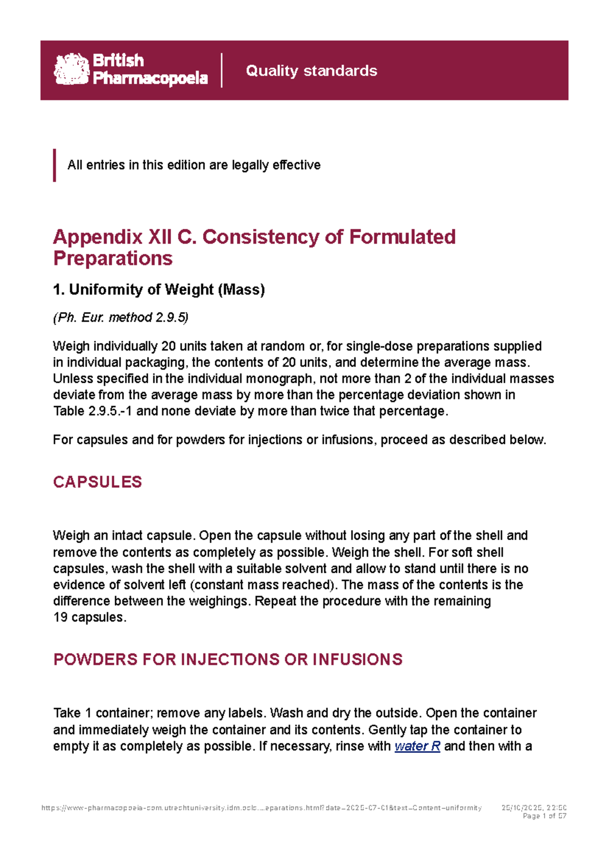 Appendix XII C: Consistency of Formulated Preparations - BP - Studeersnel