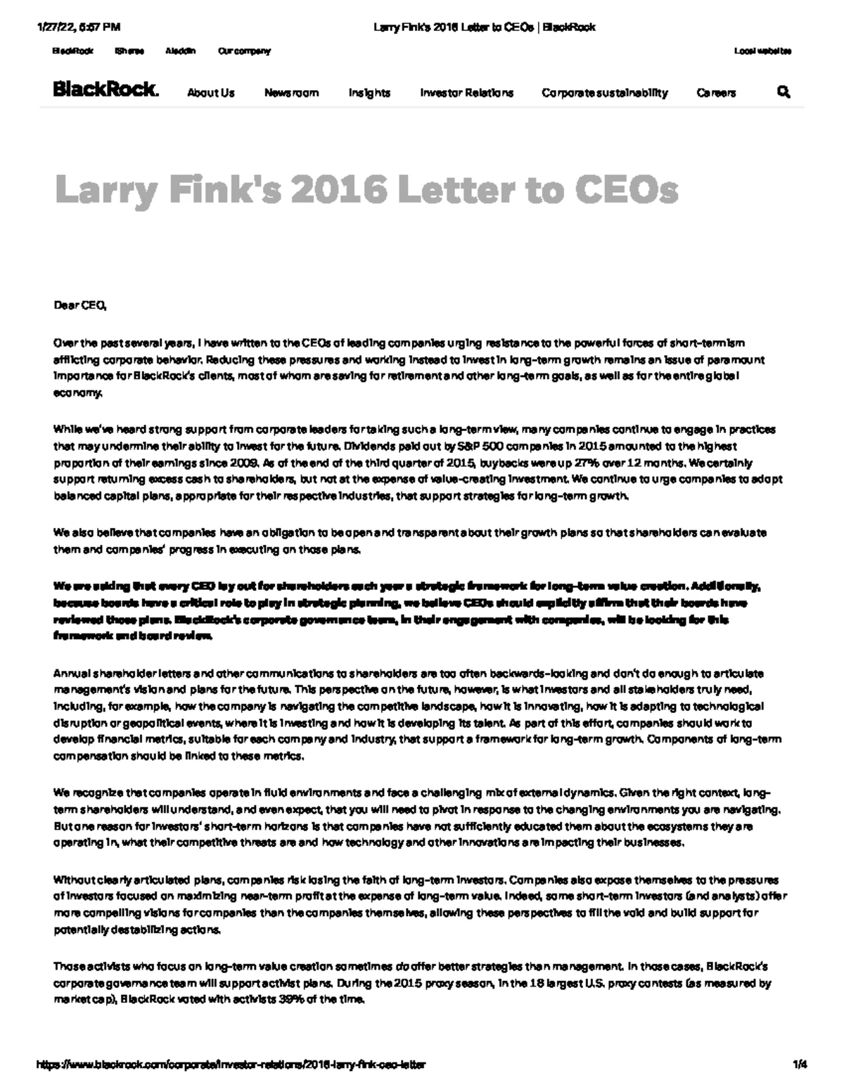 Larry Fink s 2017 Letter to CEOs Black Rock 2017 ...