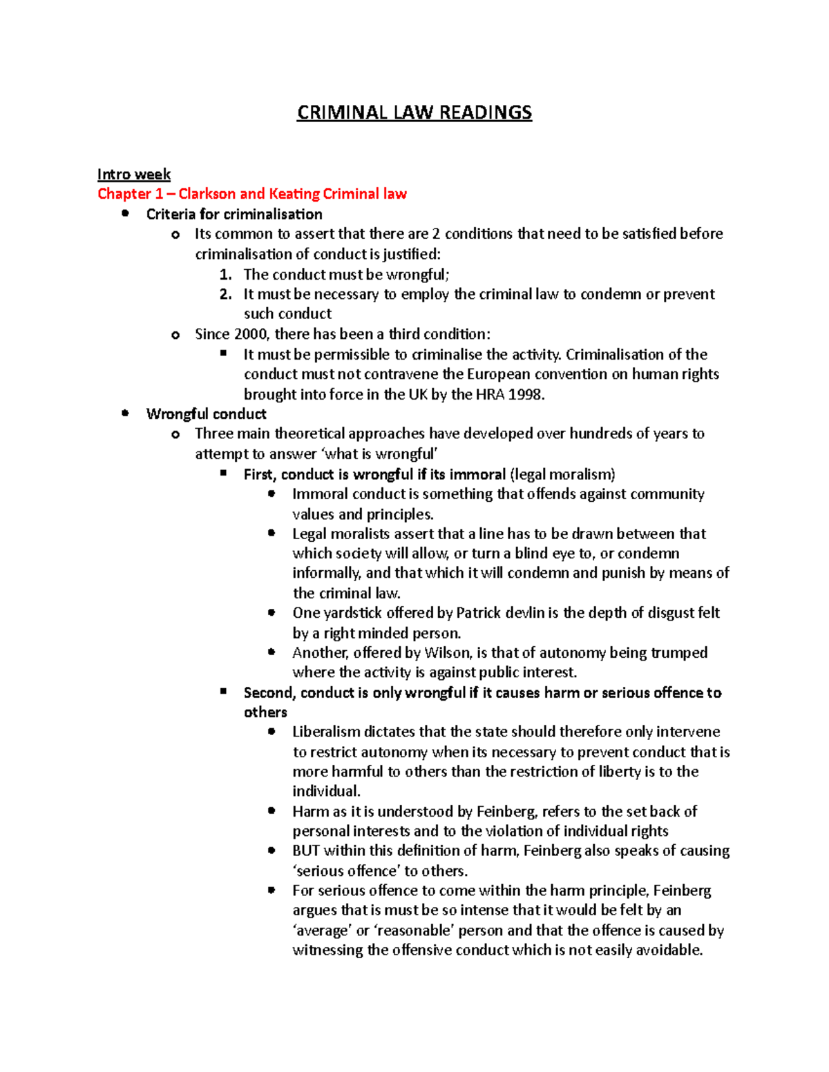 Criminal Law Readings: Key Concepts and Theories - CRM - Studocu