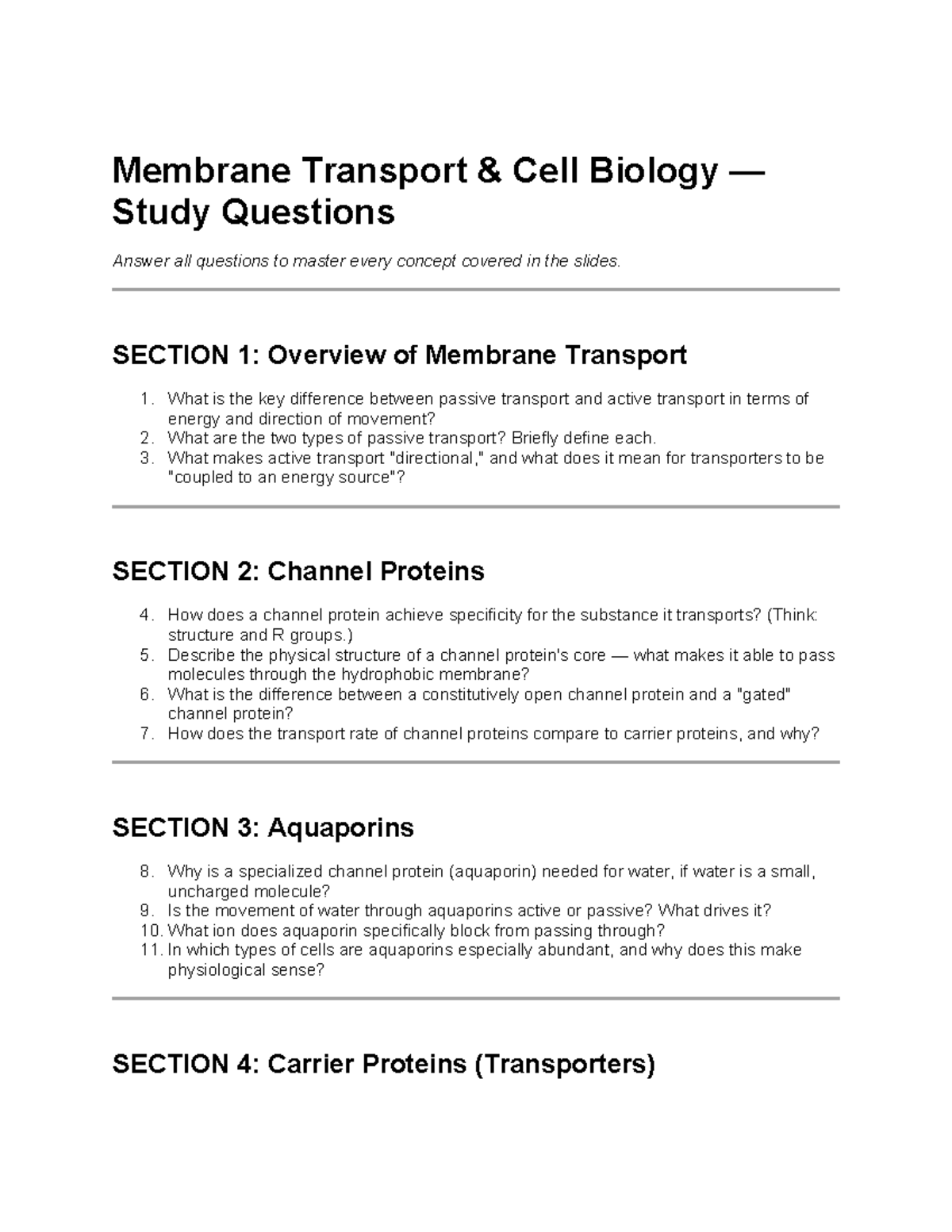 Cell Biology Exam 2 Study Questions and Answers - Studocu