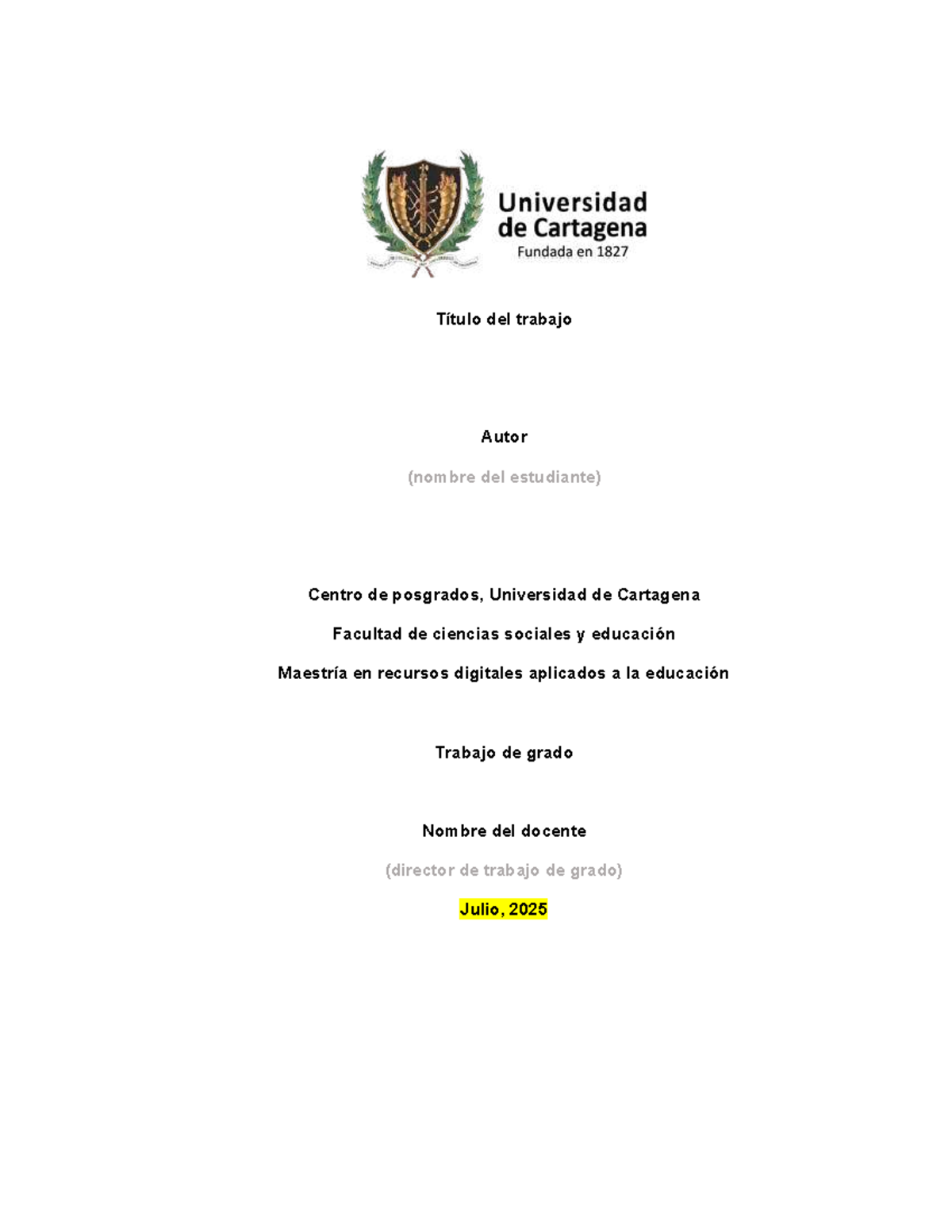 Guía de Trabajo de Grado: Maestría en Recursos Digitales Aplicados a la - Document Preview