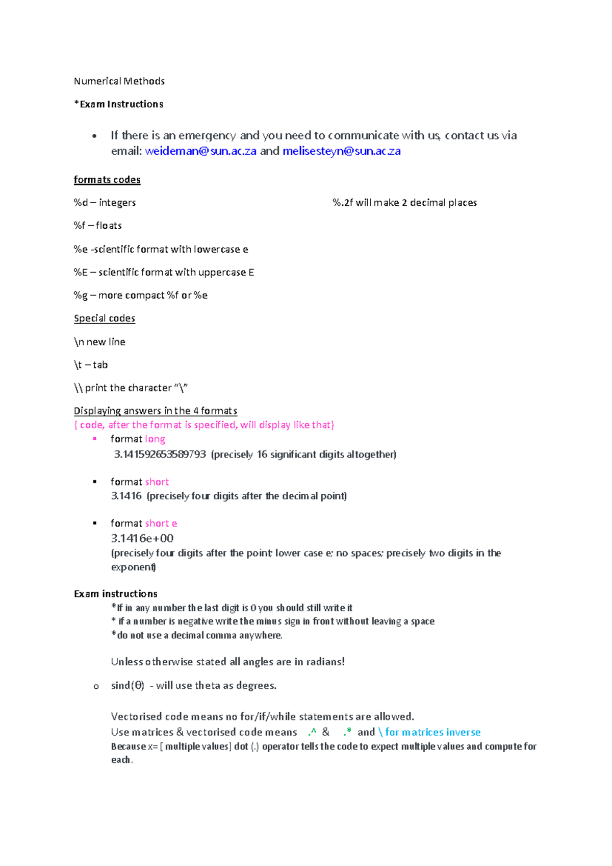 Numerical Methods term1 notes - 36323 - SUN - Studocu