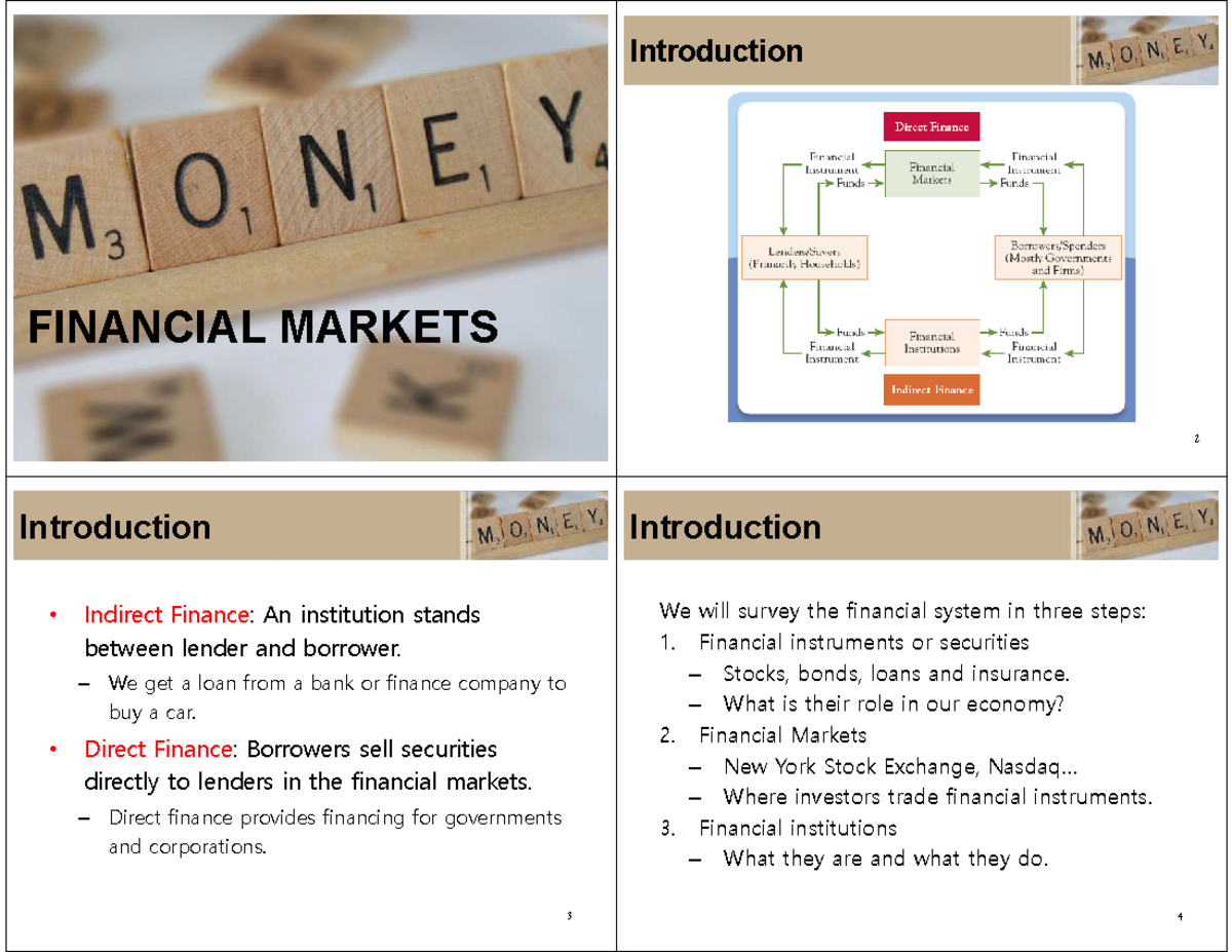 Lecture 2: Overview of Financial Markets and Instruments - Studocu