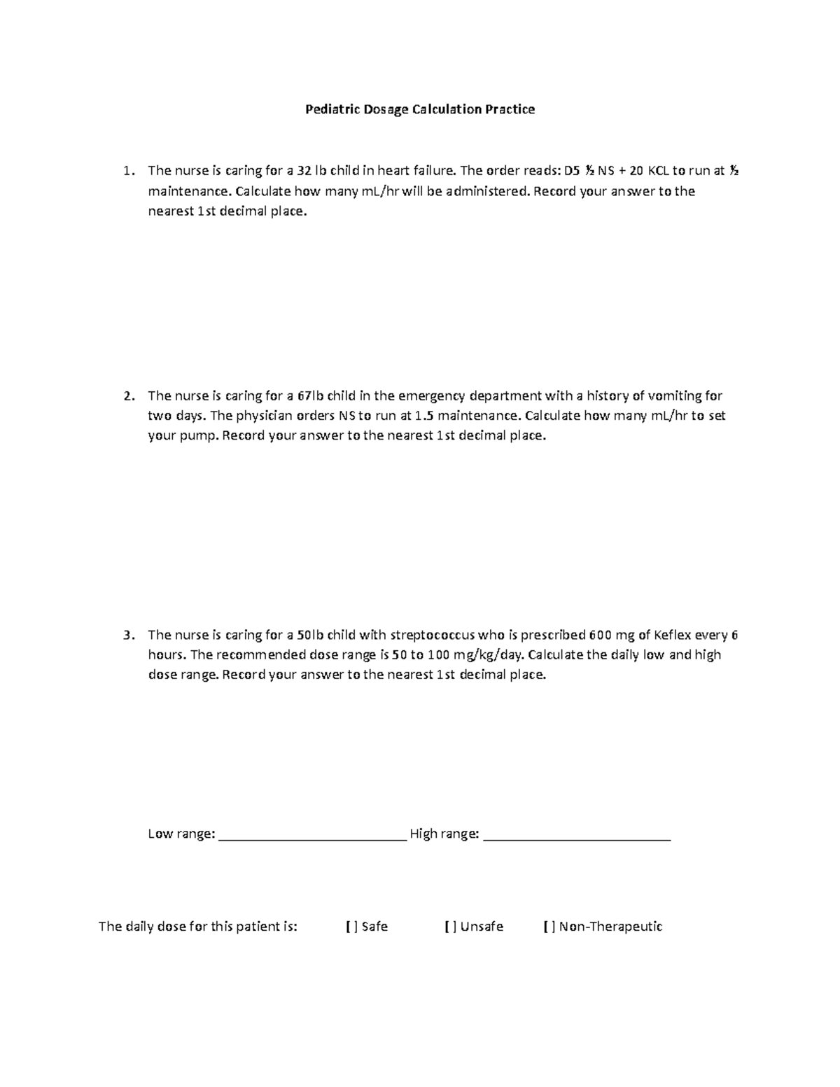 Pedi Dosage Calculation Practice Questions - NUR 101 Final Exam - Studocu