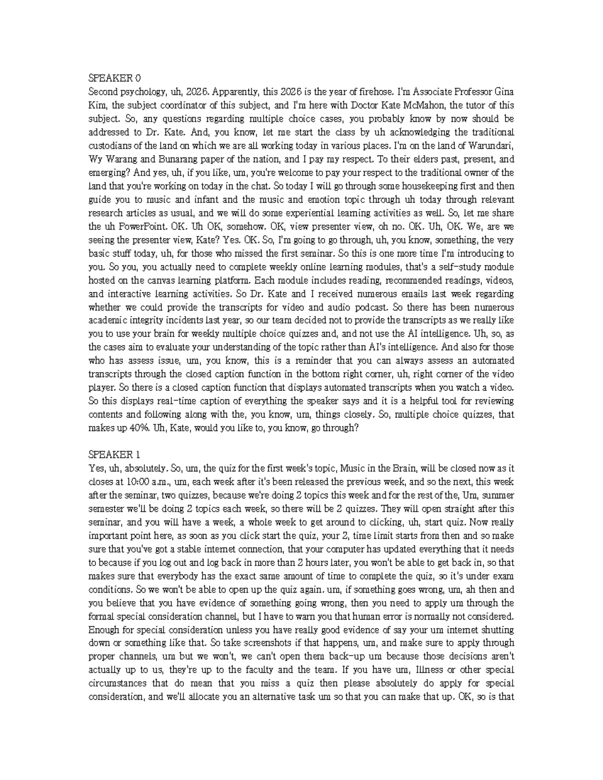 SPEAKER 0 Psychology 2026: Music and Emotion Seminar Transcript - Studocu