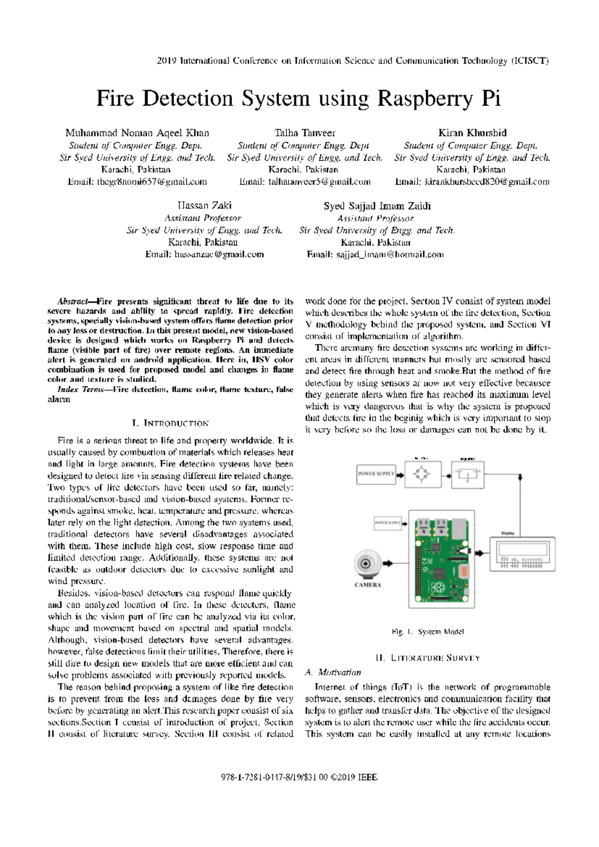 Fire Detection System using Raspberry Pi: An IoT Approach for Safety ...