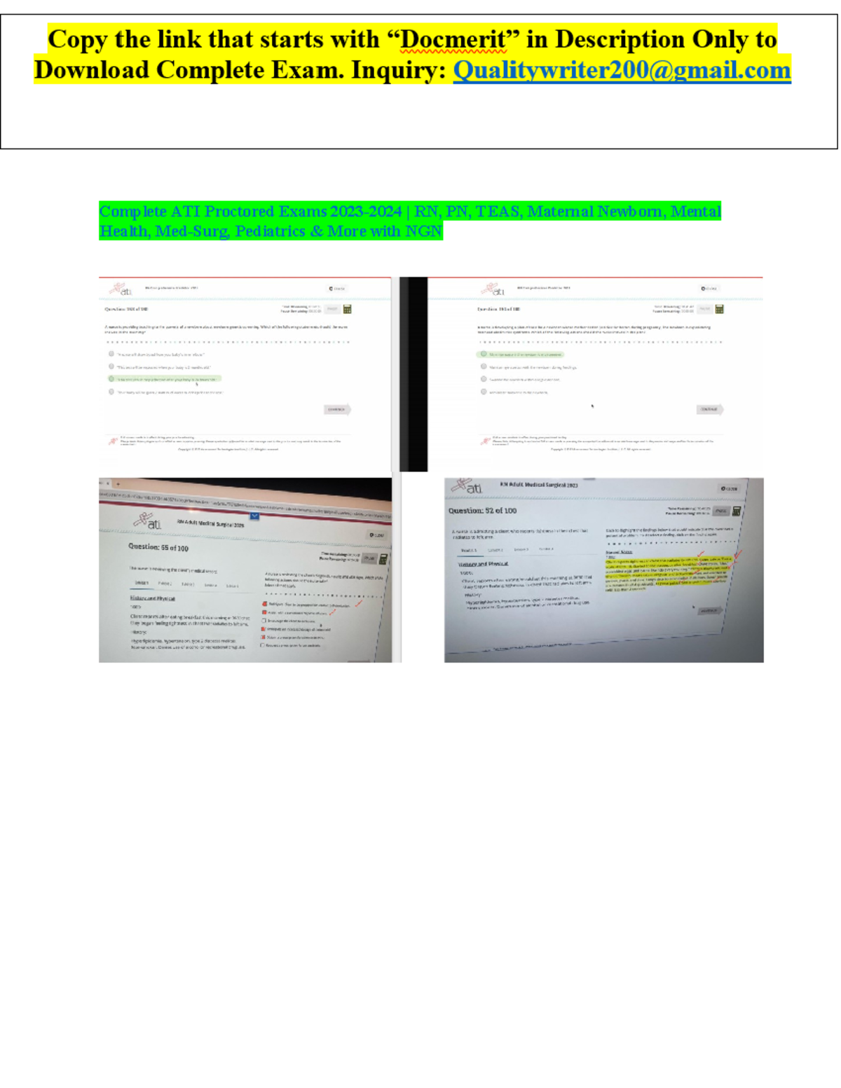ALL 2024 ATI Proctored Exams Ultimate Study Bundle for RN & LPN Med