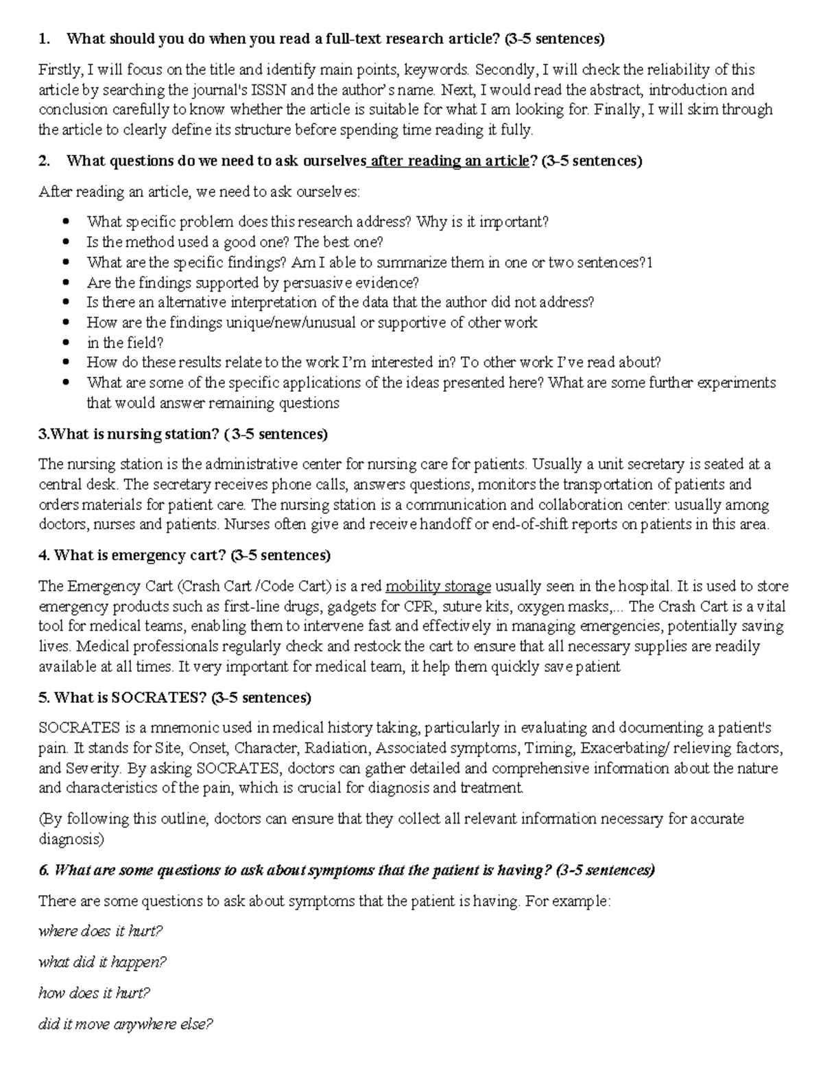 Nursing and Medical Assessment Guide: Key Concepts and Questions - Studocu