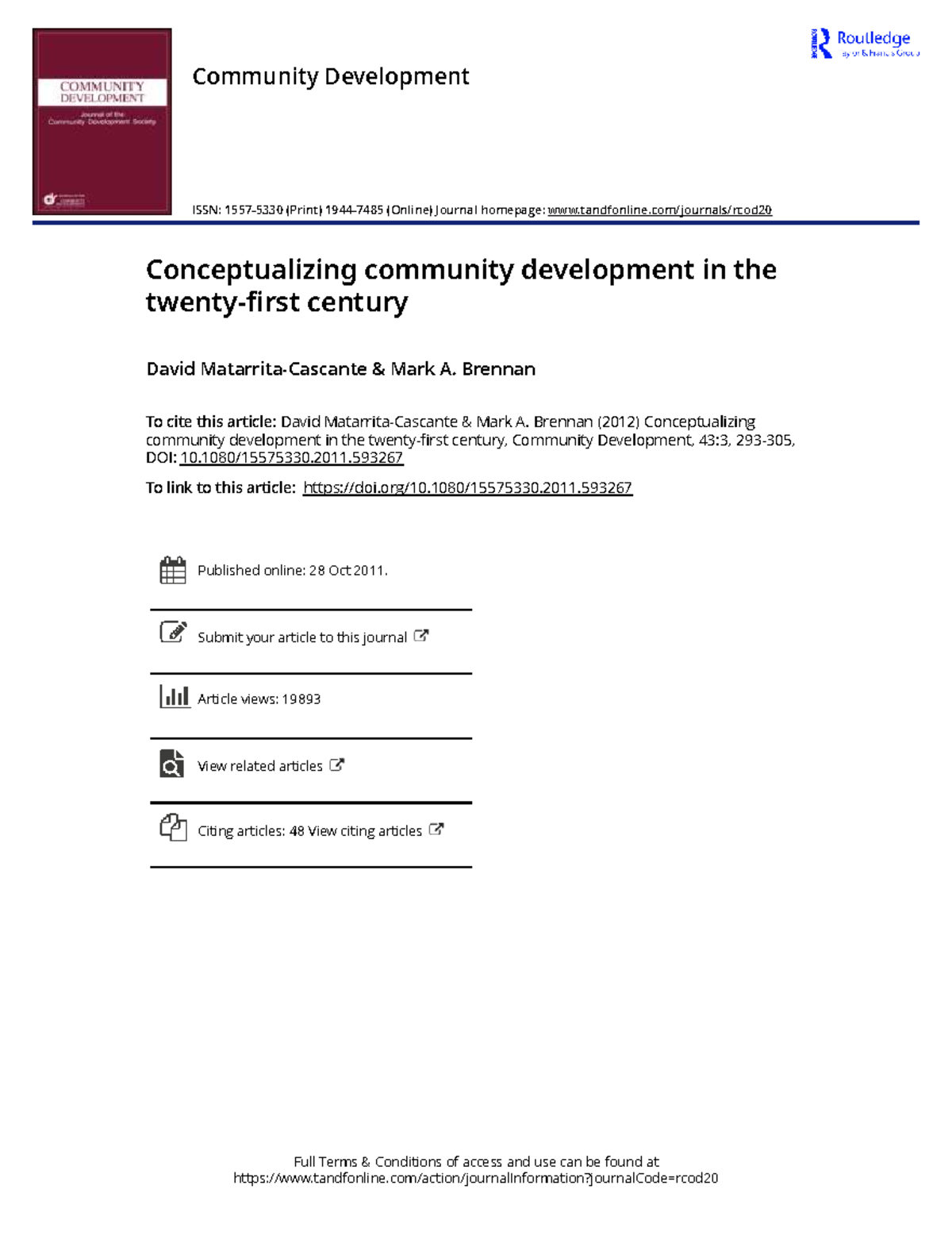 Conceptualizing Community Development in the 21st Century - Studocu