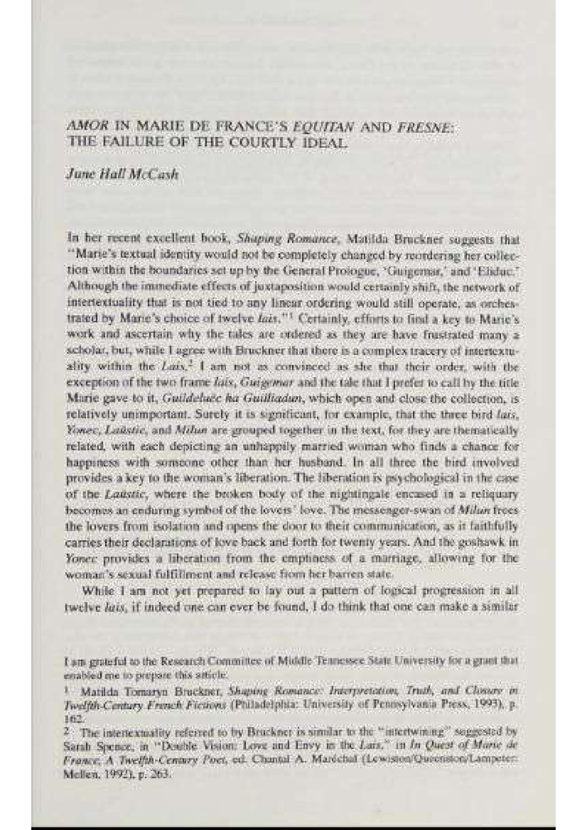 AMOR IN MARIE DE FRANCE: COURTLY IDEALS IN EQUITAN AND FRESNE - Studocu