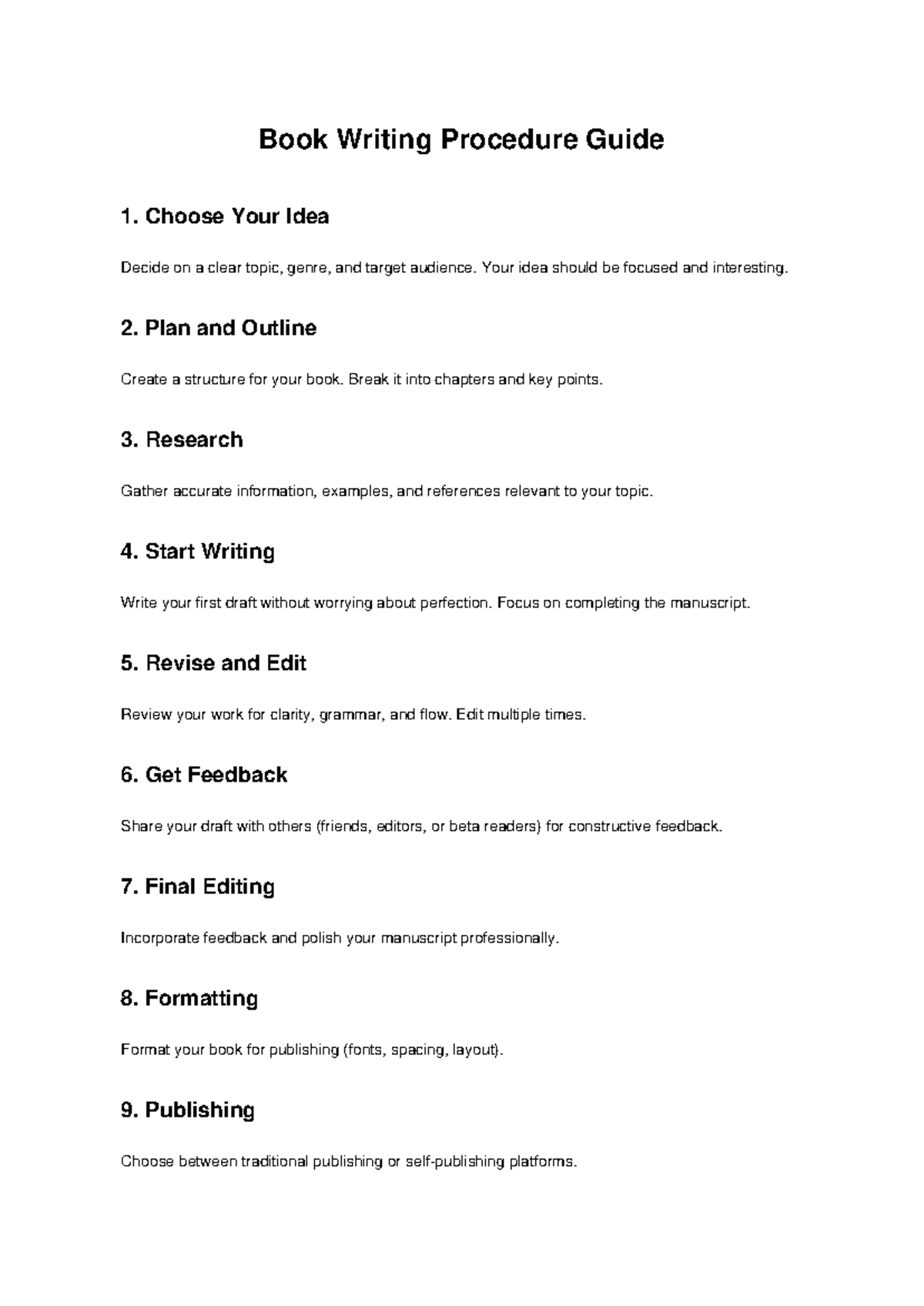 Book Writing Procedure Guide: Steps to Craft Your Manuscript - Studocu