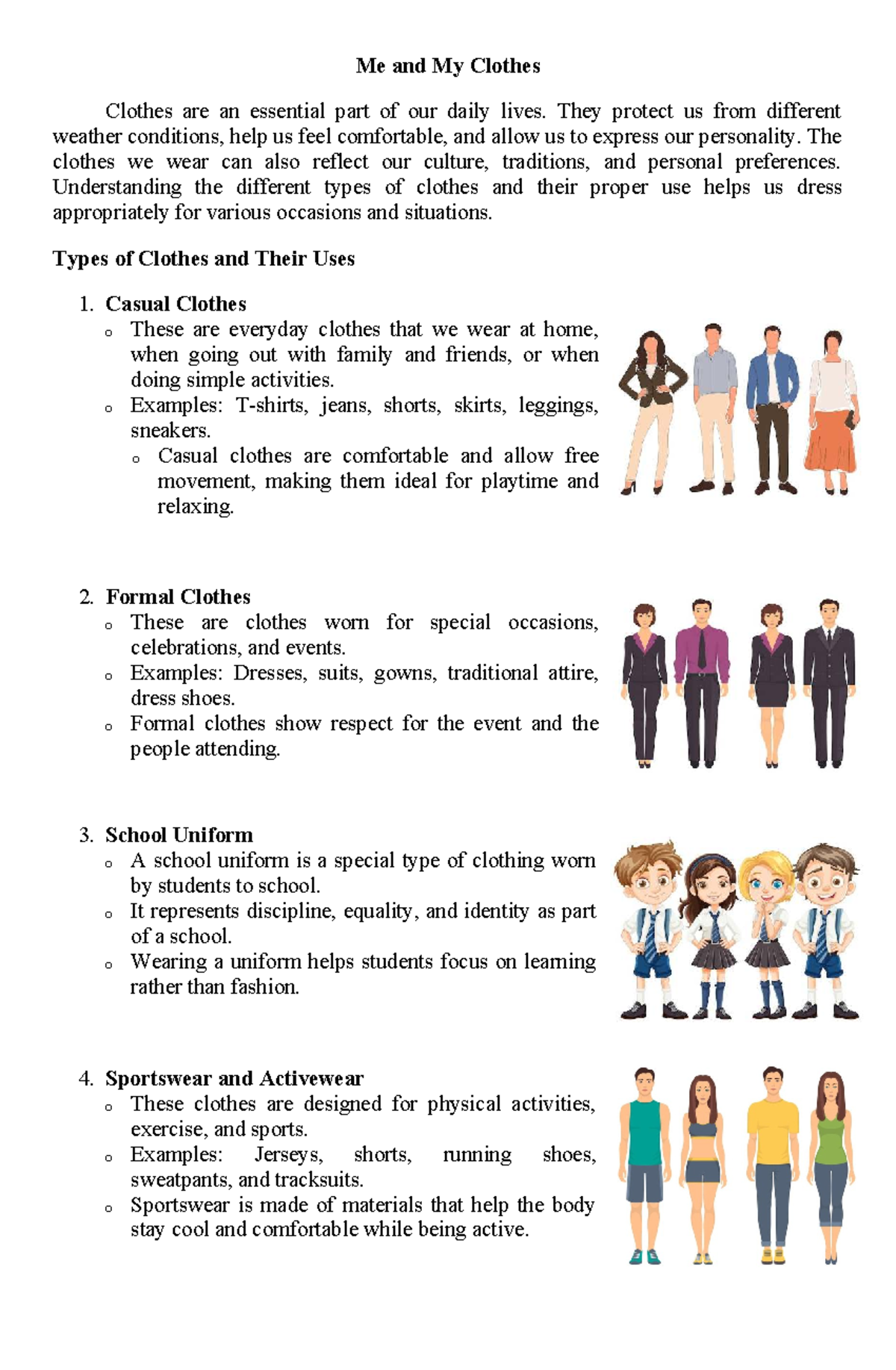 HELE-4 Quarter 4 - Understanding Clothing Types and Their Uses - Studocu