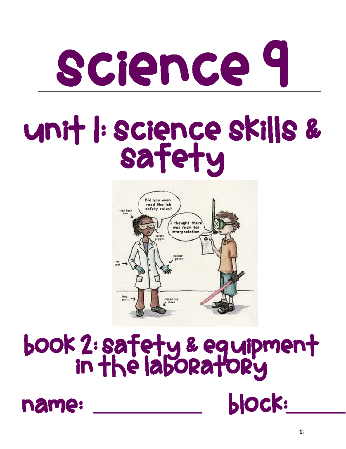 Science 9: Safety Equipment & Lab Safety Rules in Book 2 - Studocu