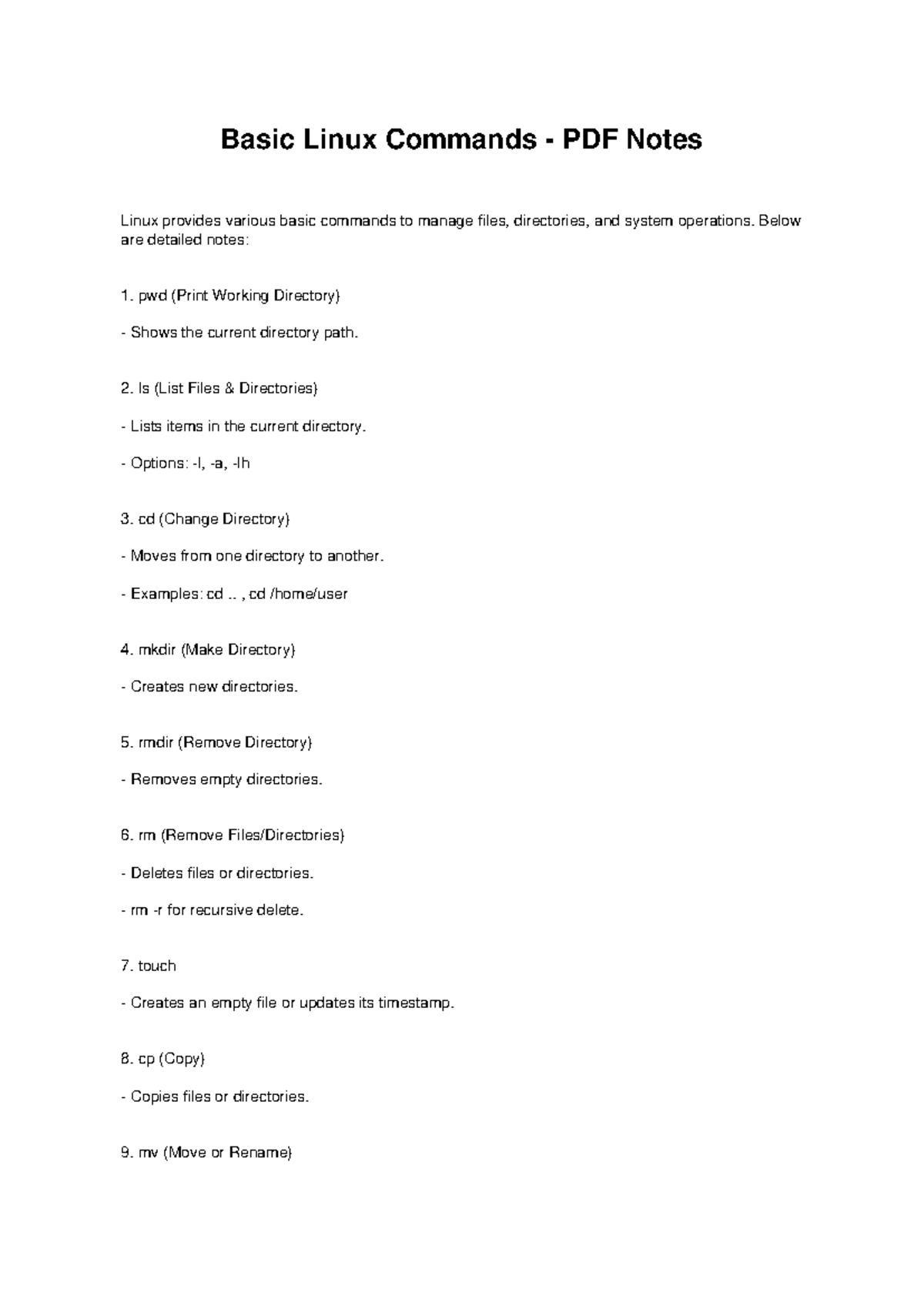 Linux Basic Commands PDF Notes for Beginners - Studocu