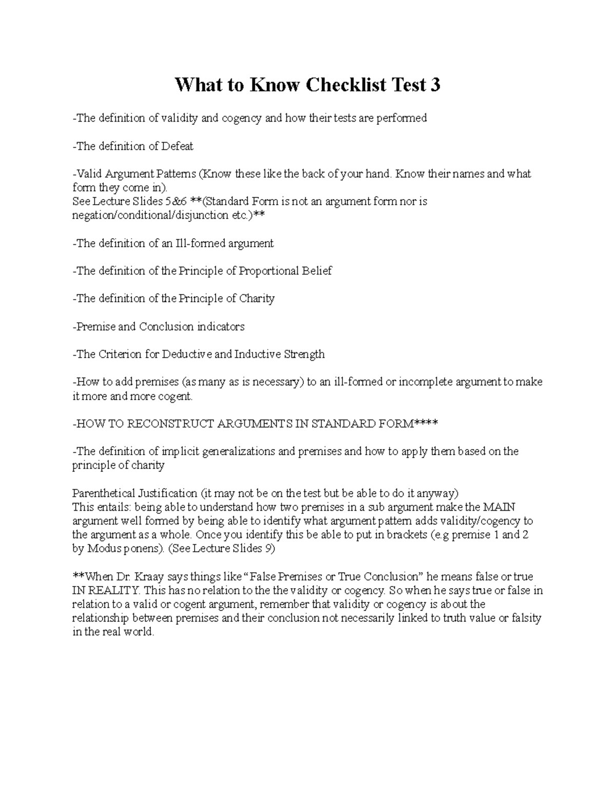 Test3Checklist - ..,,, - What to Know Checklist Test 3 -The definition ...