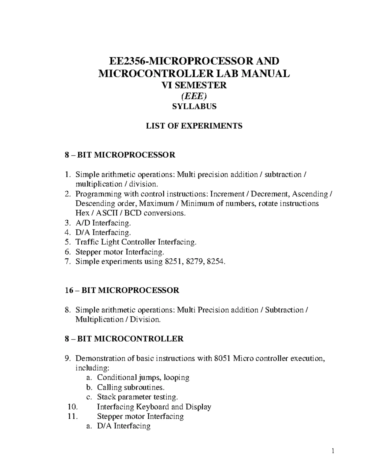 EE 3413 Lab Record on Microprocessors and Microcontrollers for EEE, ECE ...