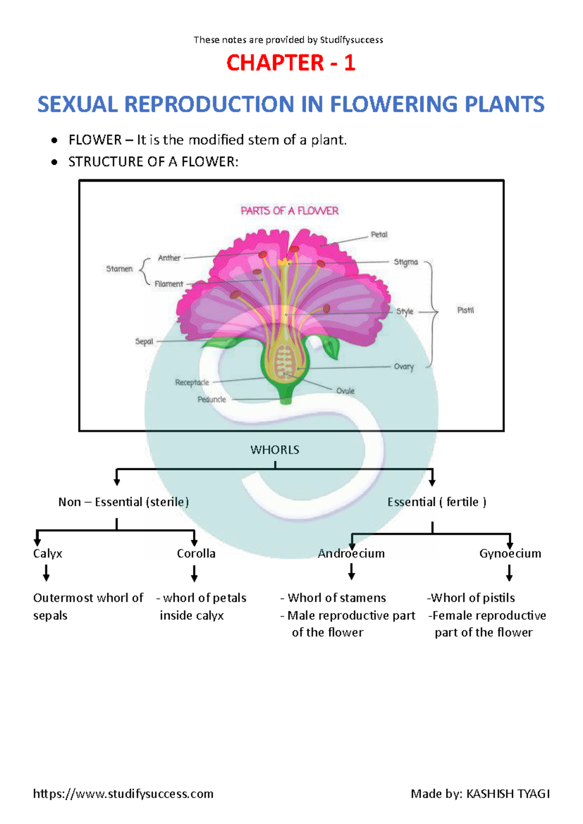 Class 12 Biology CH-1 Notes: Sexual Reproduction in Flowering Plants ...