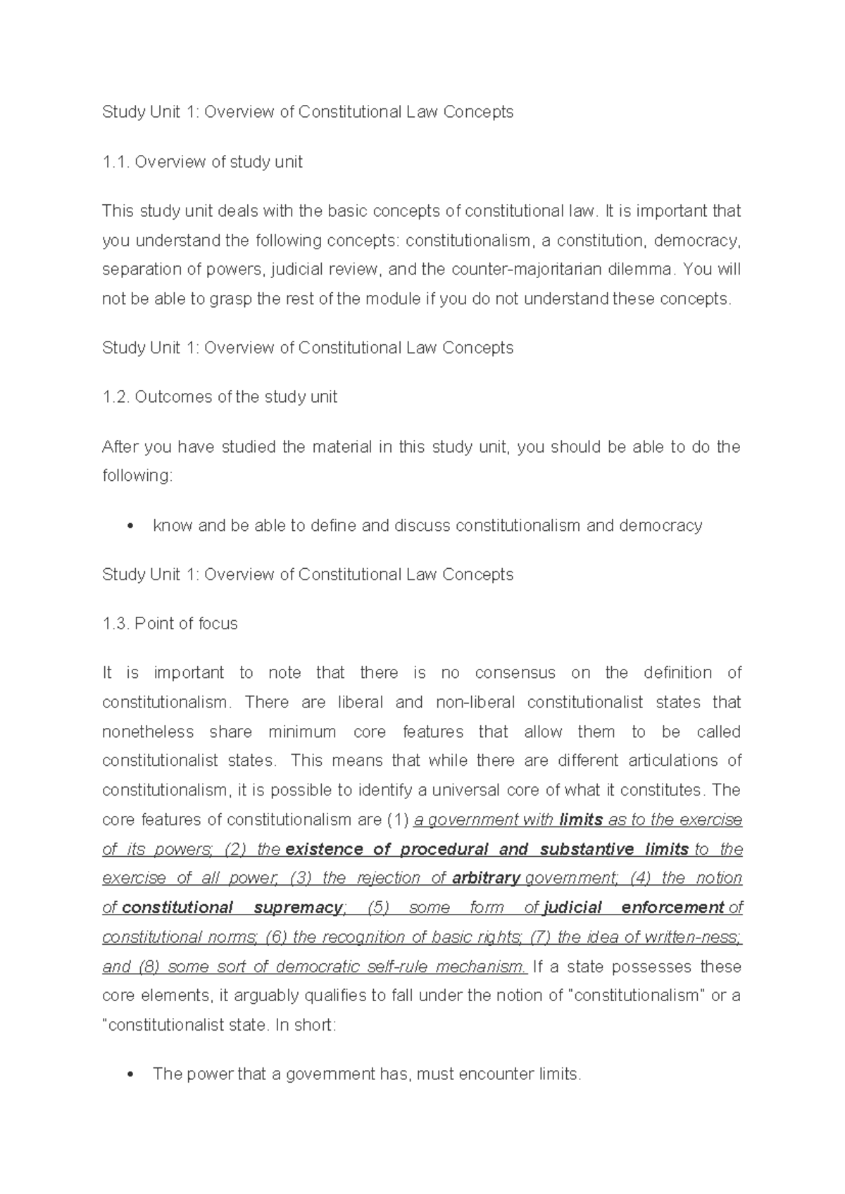 CSL2601 Study Guide: Key Concepts in Constitutional Law - Studocu