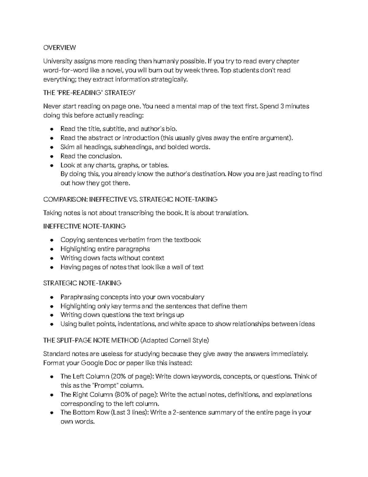 Strategic Reading & Note-Taking Tips for University Success - Studocu