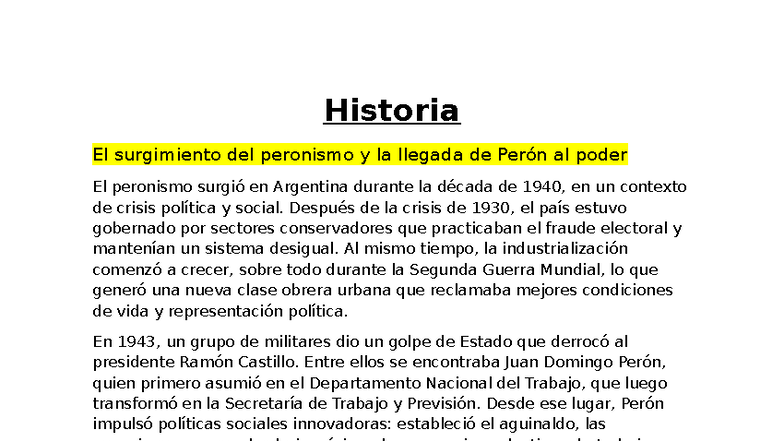 Historia: El Surgimiento del Peronismo y la Llegada de Perón al Poder ...