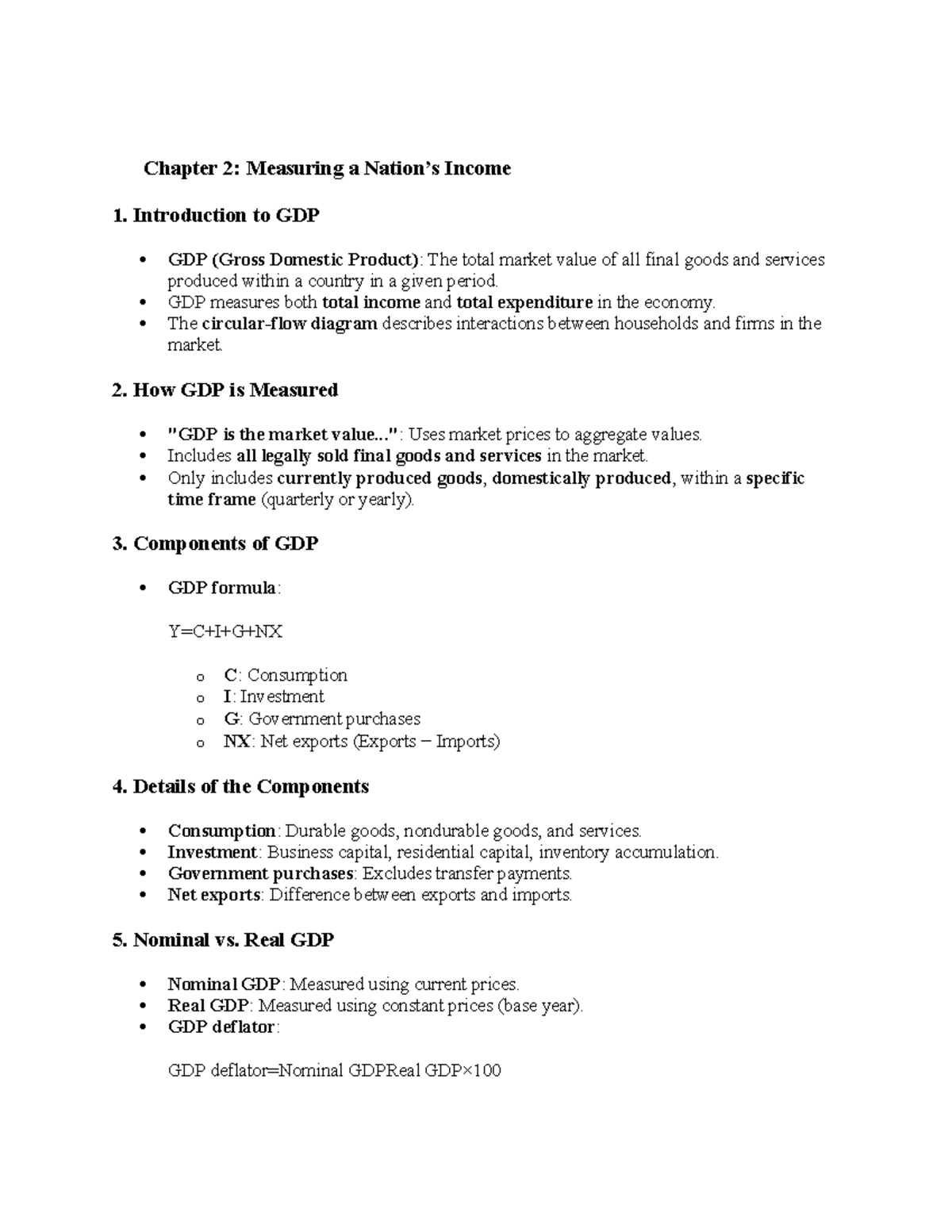 Chapter 2: Measuring Income and GDP - Macro Course Overview - Studocu
