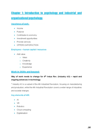 Industrial Psychology 114 Term 1: Key Concepts and Insights on Work ...