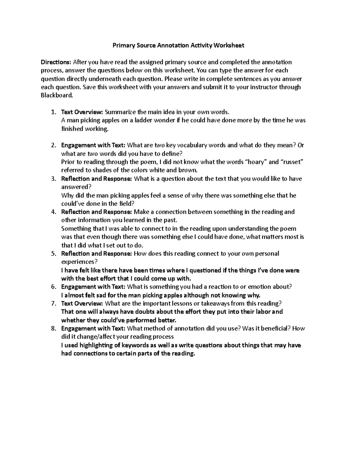 M1A2 Primary Source Annotation Activity Worksheet and Reflection Guide ...