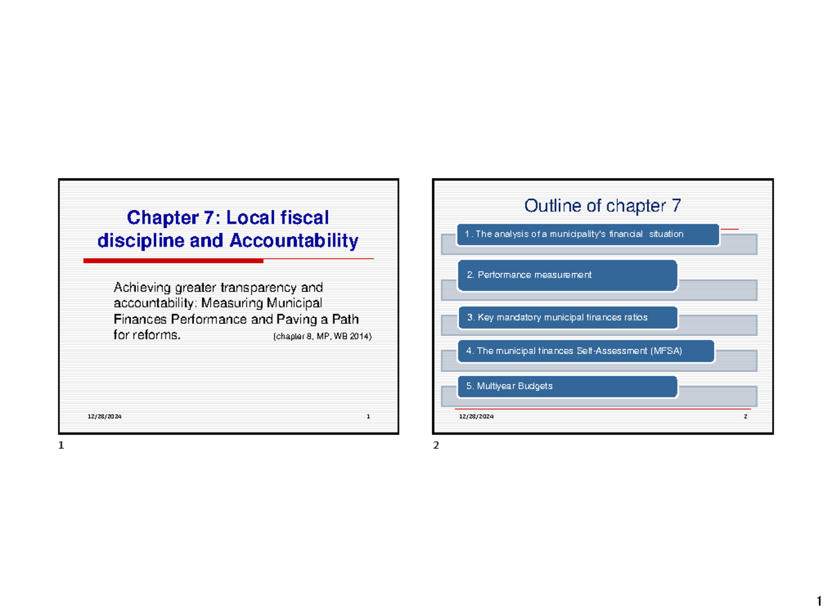 Chapter 7 Transparency and Accountability -Measuring Municipal Finances ...
