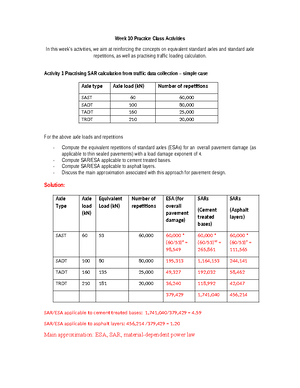 Project data - stage 3 assignment for road engineering unit - Pavement ...