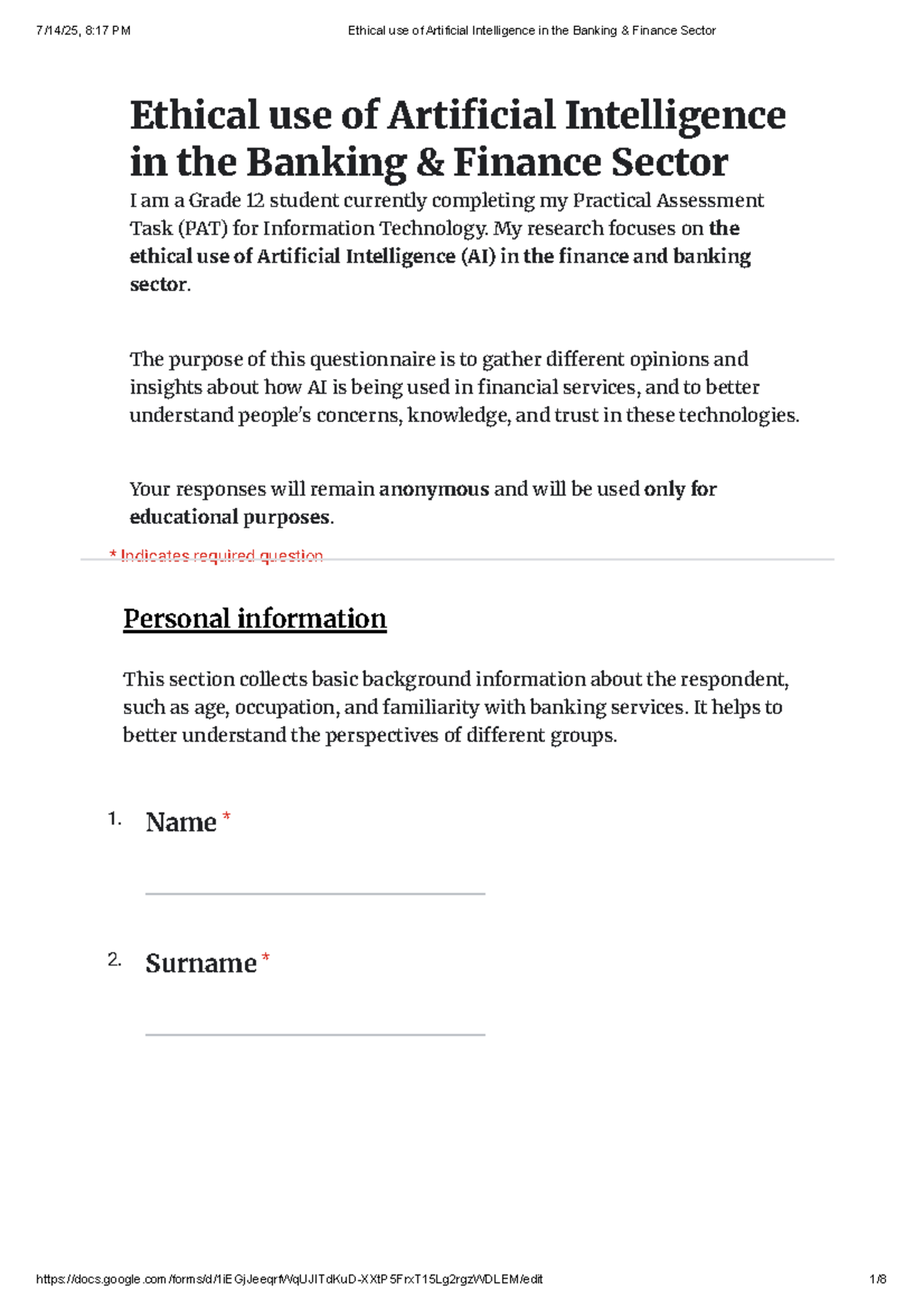 Ethical Use of AI in Banking & Finance Sector - Grade 12 PAT - Studocu