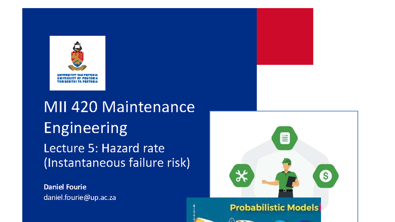 MII 420 Maintenance Engineering Lecture 5: Understanding Hazard Rate ...