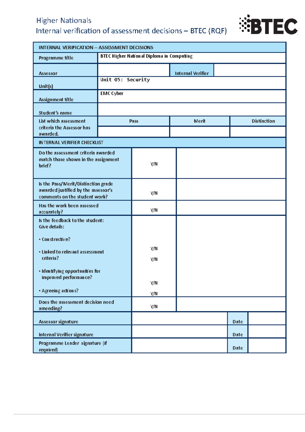 BTEC HND in Computing Unit 05: Comprehensive Security Guide 2021 - Studocu