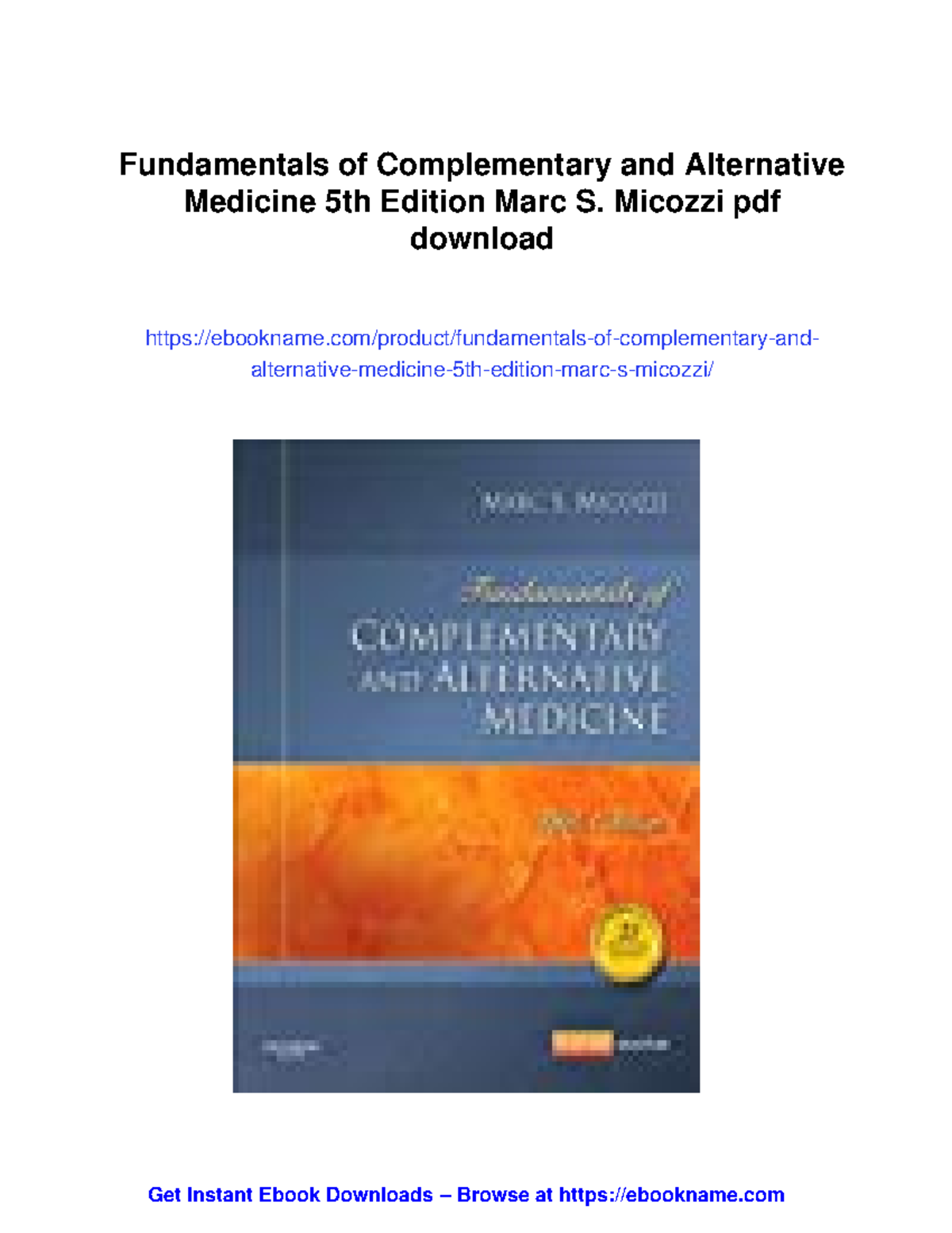 Fundamentals of Complementary and Alternative Medicine (5th Ed.) - Studocu