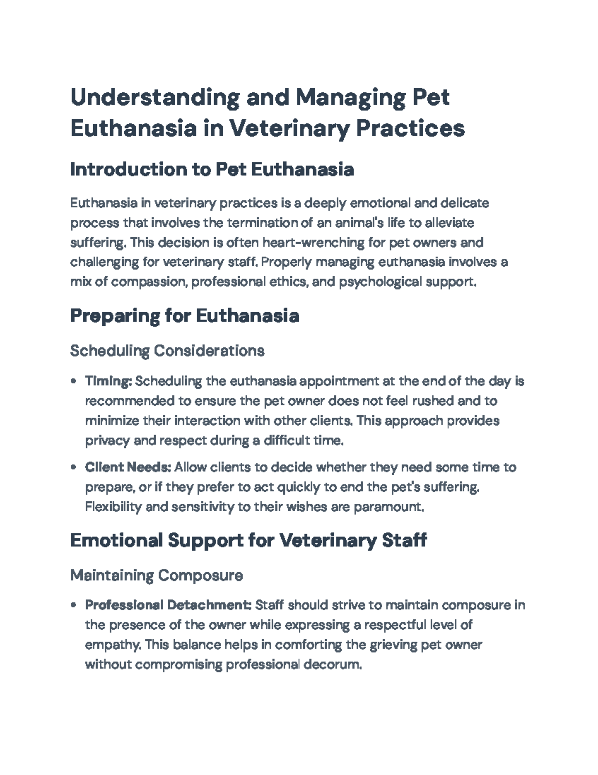 Best Practices for Managing Pet Euthanasia in Veterinary Settings ...