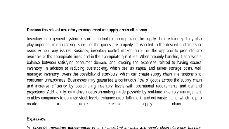 Supply Chain Efficiency: The Role of Inventory Management Techniques ...