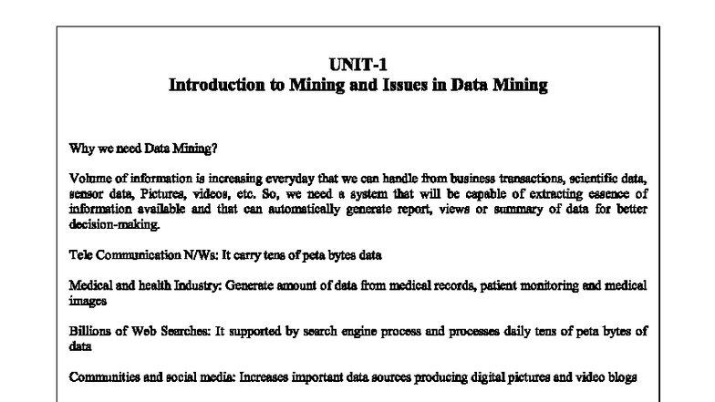 Data Mining Overview and Applications: DM-Notes-MR22 - Studocu