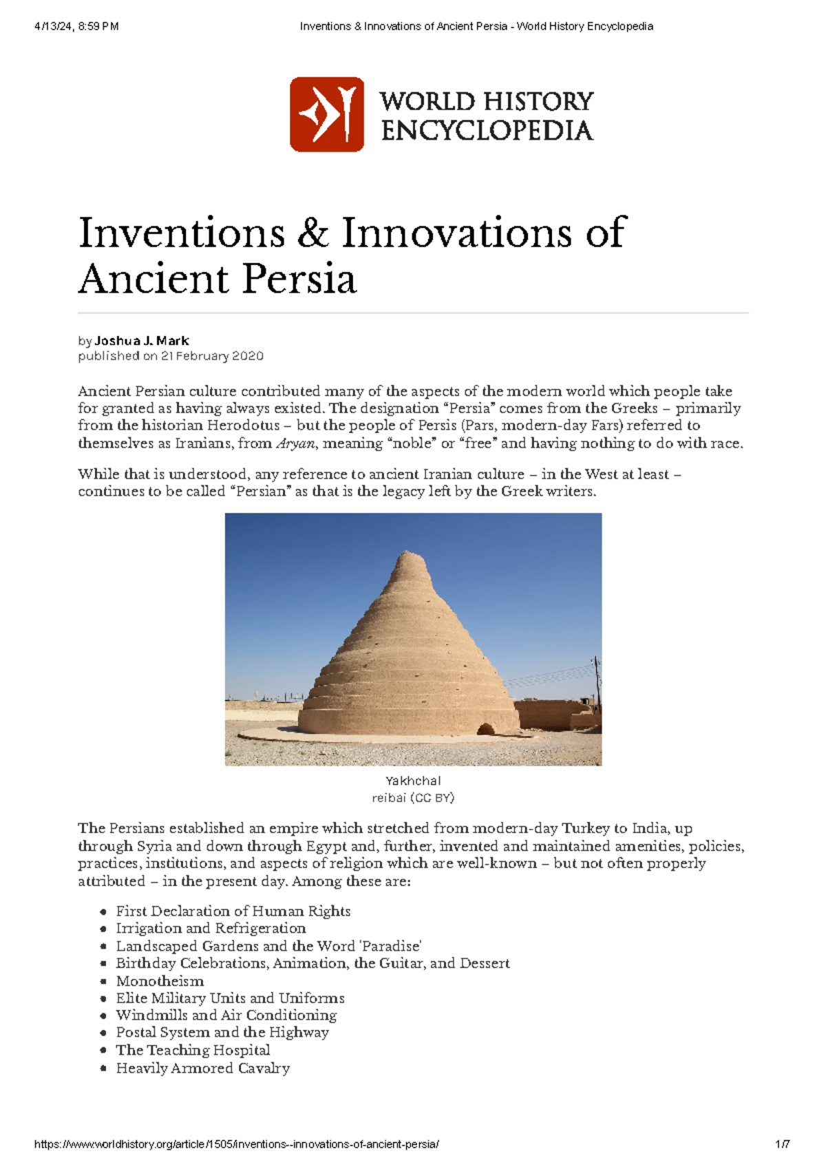 Inventions and Innovations of Ancient Persia - World History Insights ...