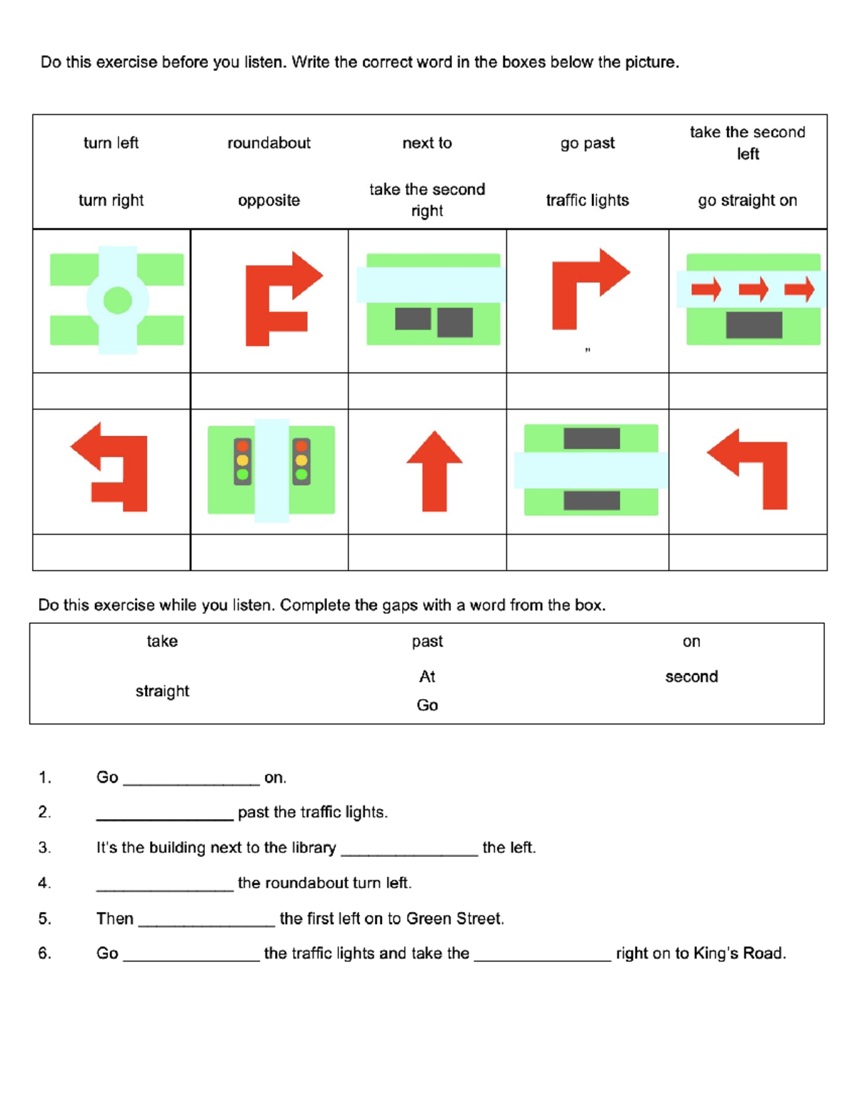 Giving directions - Do this exercise before you listen. Write the ...