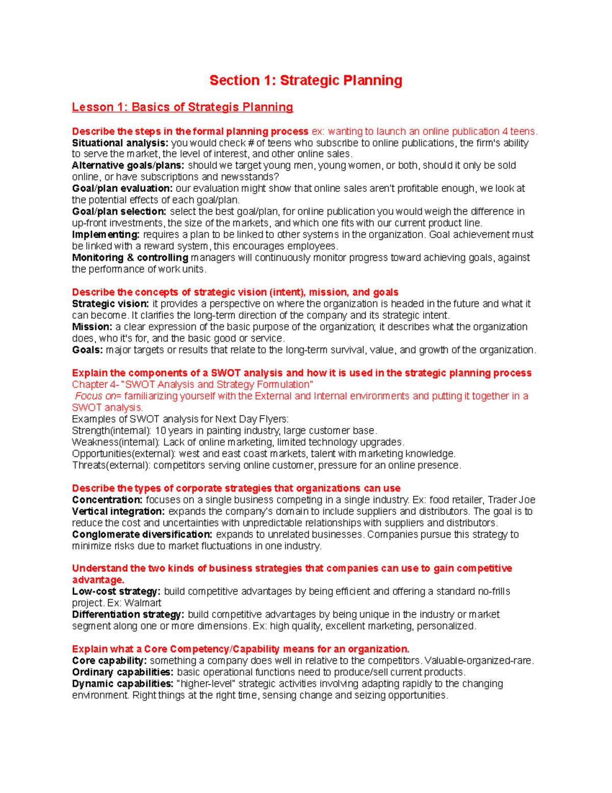 C483 Strategic Planning and Management Study Guide - Studocu