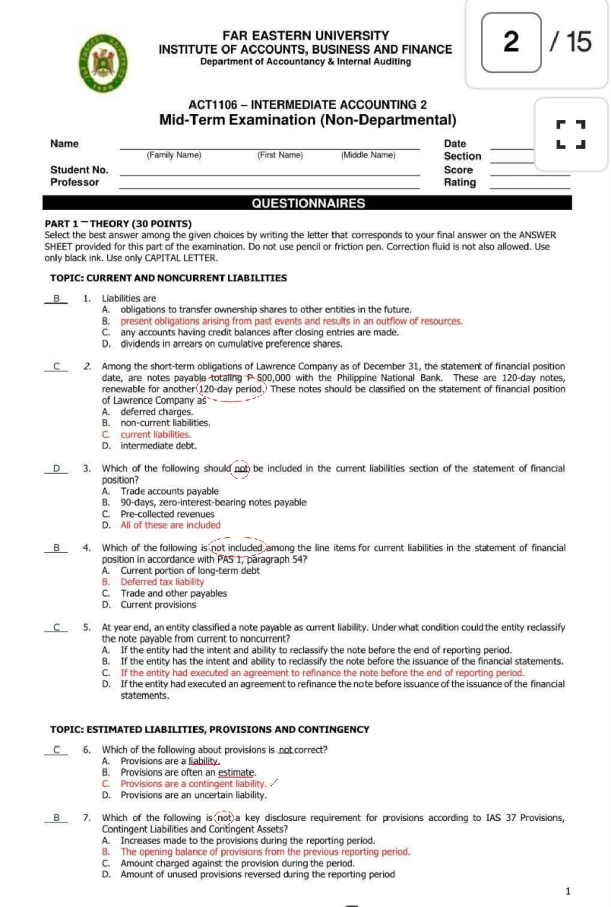 ACT1106 Intermediate Accounting 2 Final Exam Reviewer - Studocu