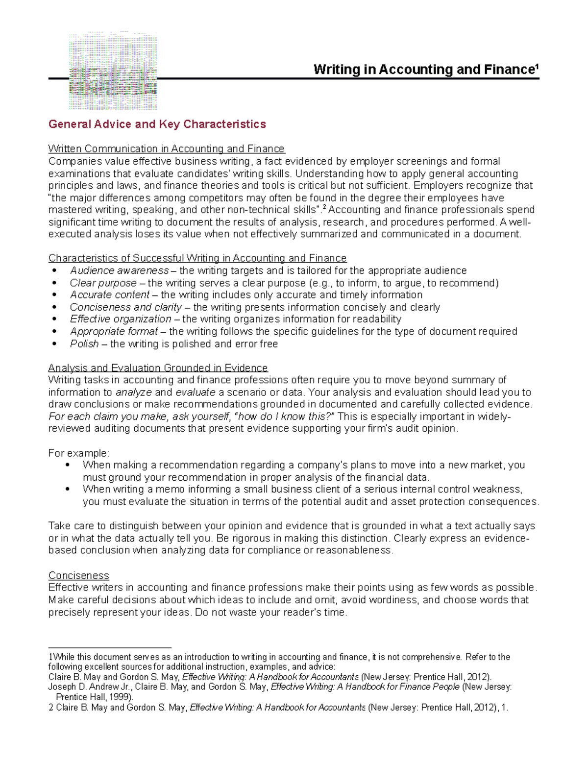 Writing in Accounting and Finance - Understanding how to apply general ...