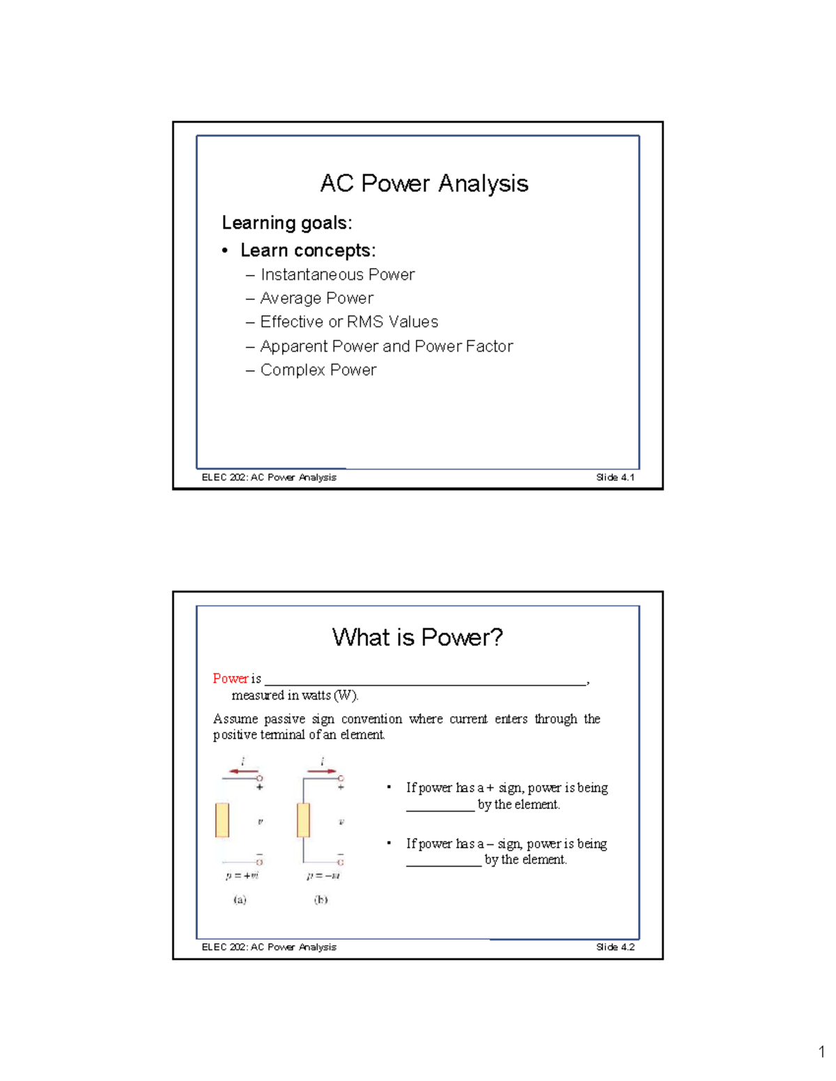 ELEC 202: AC Power Analysis Concepts and Key Learnings - Studocu