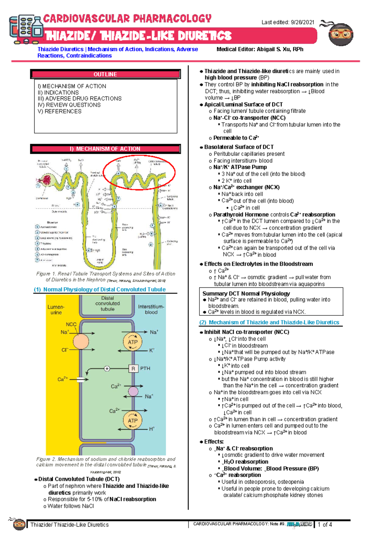 CARDIOVASCULAR PHARMACOLOGY: Thiazide Diuretics Mechanism & Indications ...