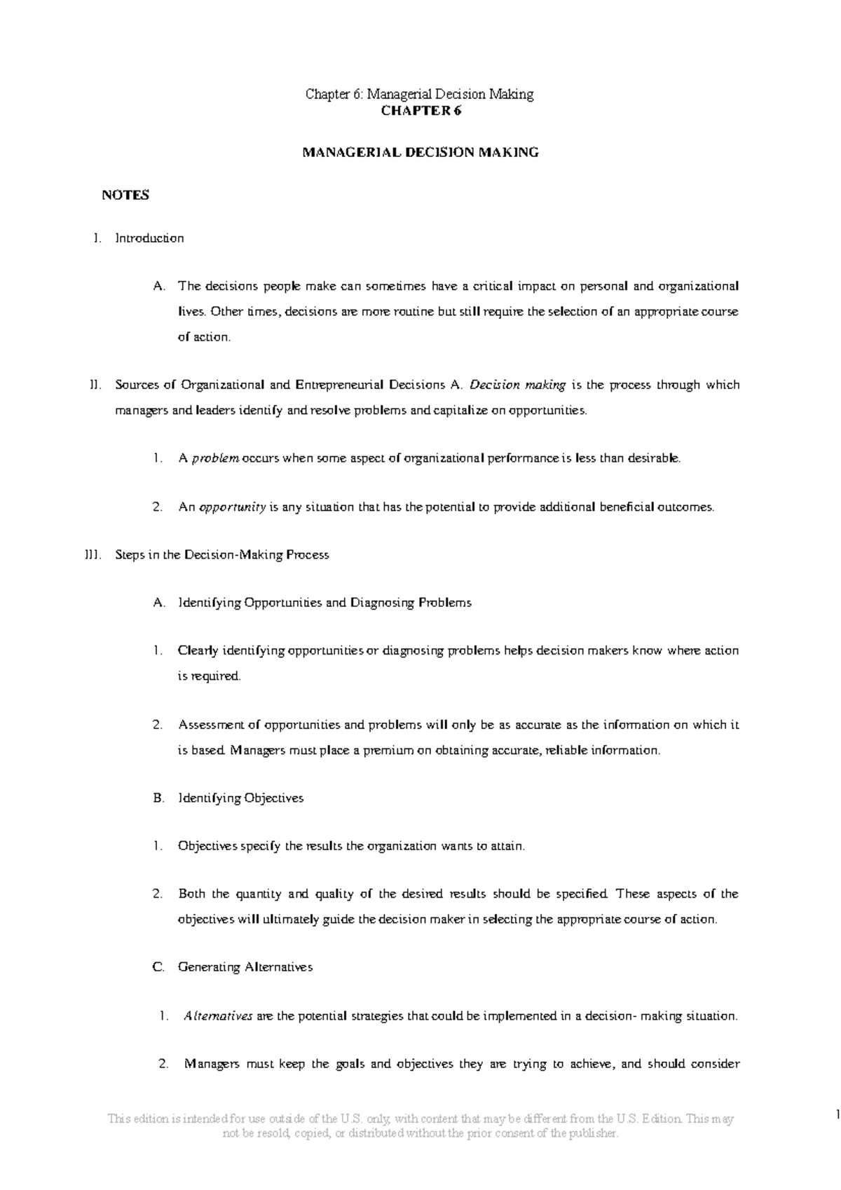 Managerial Decision Making Overview and Insights - CH6 Summary - Studocu