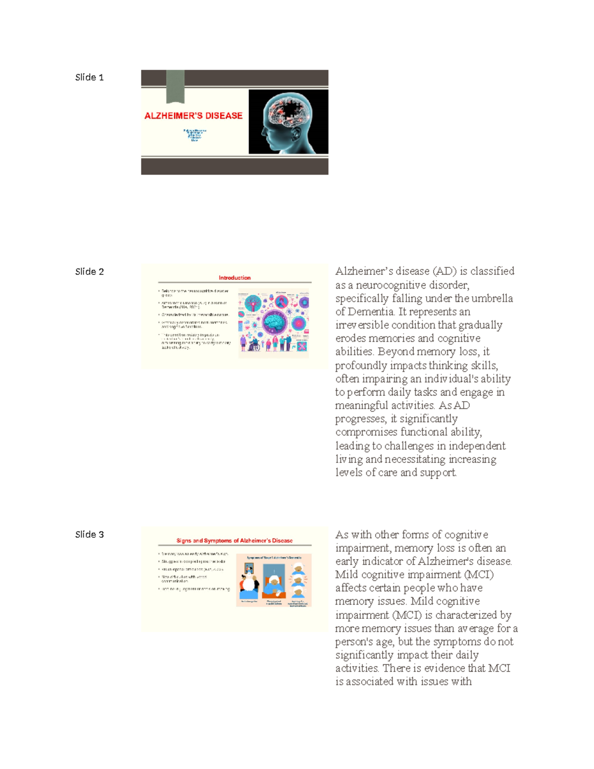 AD PPT Script II - Understanding Alzheimer's Disease: Key Insights ...