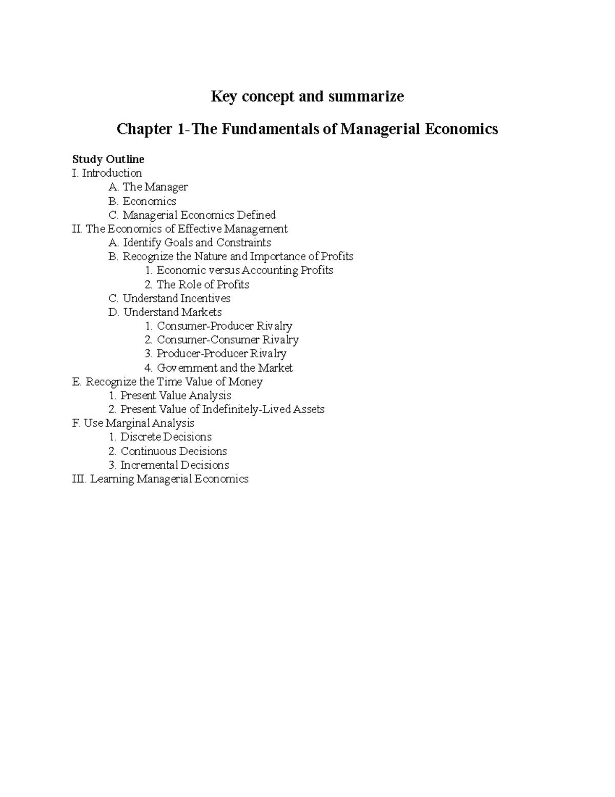 Chapter 1 - Fundamentals of Managerial Economics & Strategies - Studocu