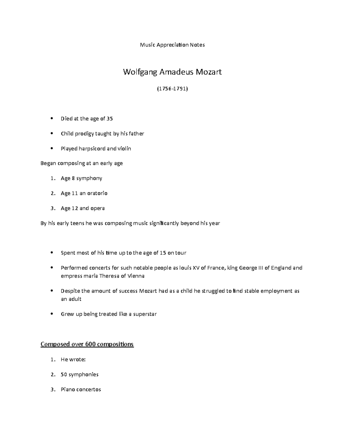 Music Appr Notes - Dr. Bradley Snyder - Music Appreciation Notes ...