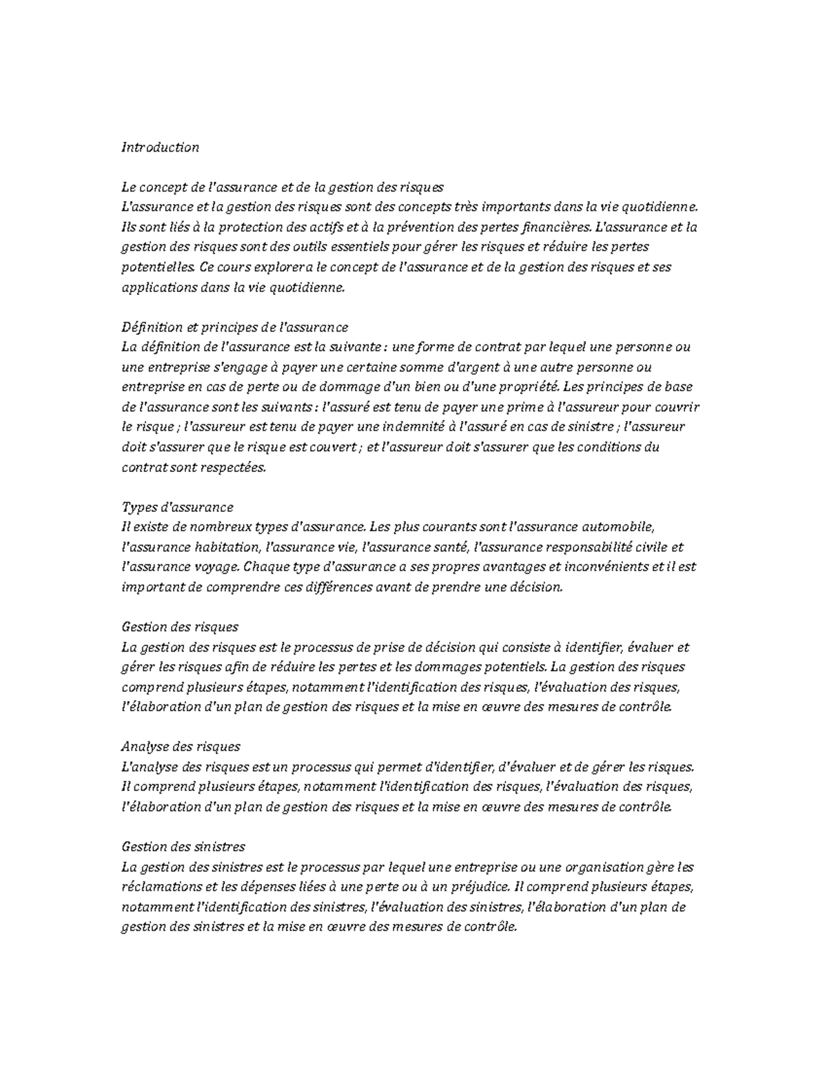 Risk Management in Financial Institutions note study - Introduction à ...