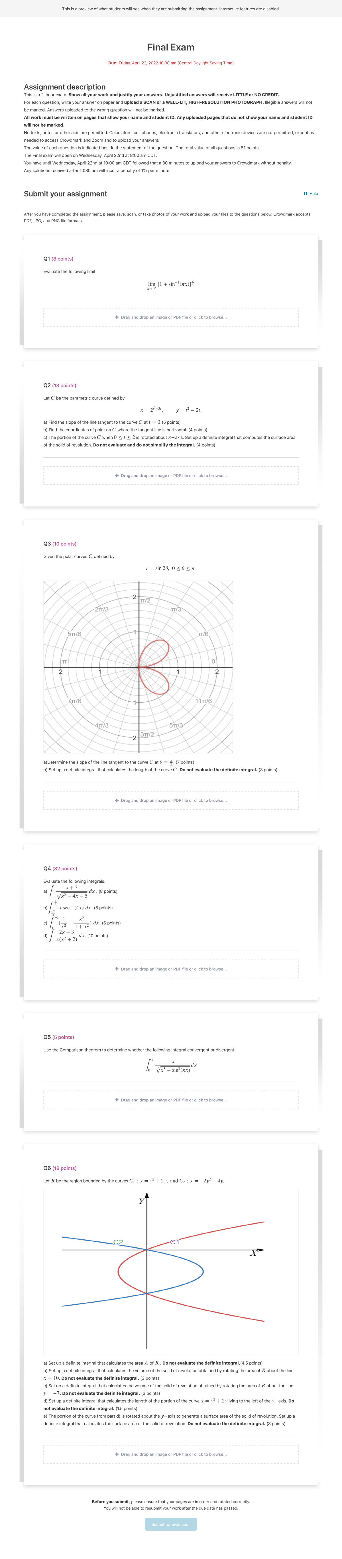 Final Exam preview Crowdmark - This is a preview of what students will ...